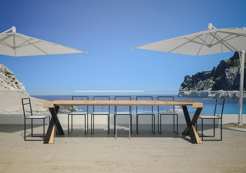 Consolle Allungabile da Esterno in Legno e Ferro H77x40x90/300cm Lilla Abete Classica