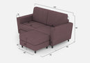 Divano 2 Posti con Pouf 172x145x85 cm Yasel in Tessuto Prugna