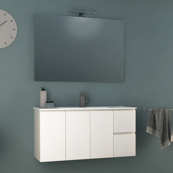 Mobile Bagno Sospeso 100 cm Lavabo e Specchio Tavassi Urano Bianco Lucido acquista