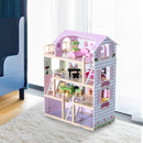 Casa delle Bambole per Bambini a 4 Piani in Legno con Accessori Rosa 60x30x80 cm 
