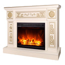 Camino Elettrico da Pavimento 87x110x30 cm Effetto Fiamma 1500W Latifa & Lorance Avorio