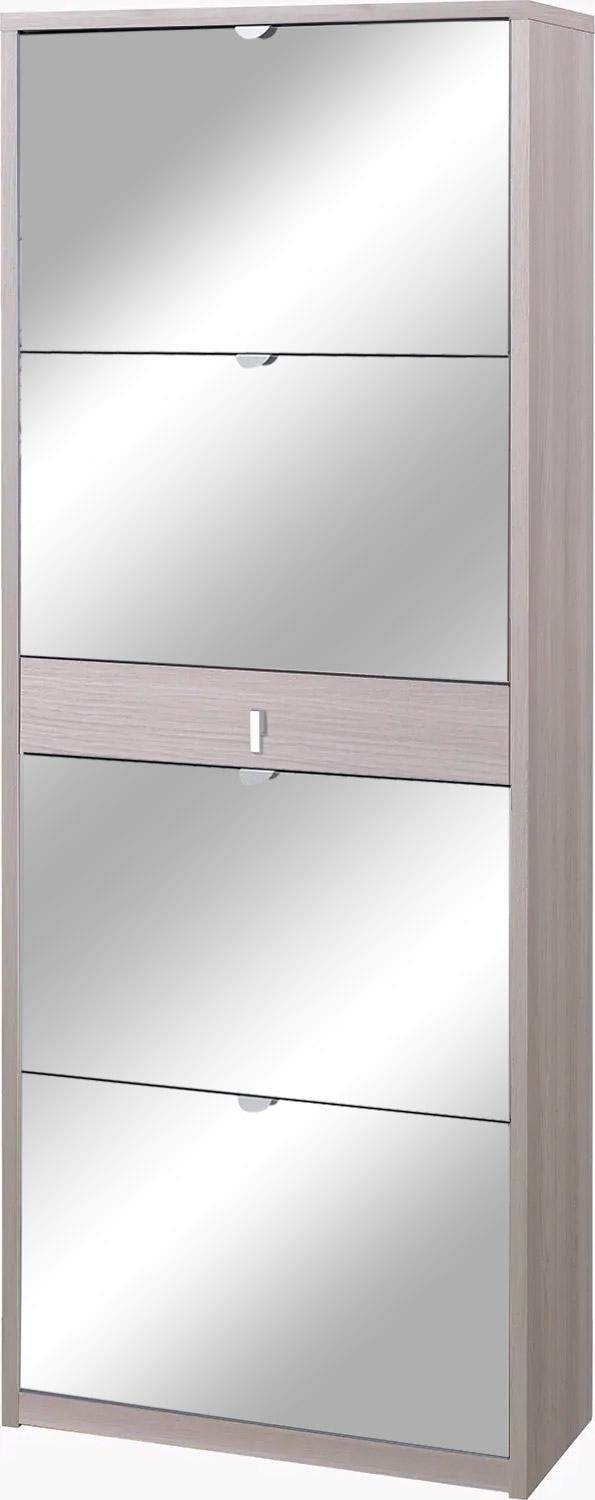 Scarpiera 4 Ante con Specchio 1 Cassetto 63x164x29 cm Olmo Chiaro online