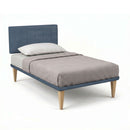Letto 1 Piazza e Mezza con Rete Rivestita Microfibra Blu Tessis Testata Vertical Varie Misure