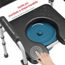 Sedia Wc Secchio e Coperchio Anziani Altezza Regolabile in Metallo ed Ecopelle Nero      