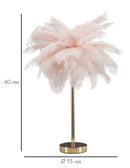 Lampada da Tavolo Palm Rosa Ø40x55 cm in Ferro e Plastica Rosa e Oro      