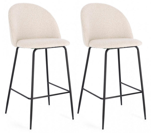 Set 2 Sgabelli 51x55x105 cm Carry in Bouclè Nero e Avorio online
