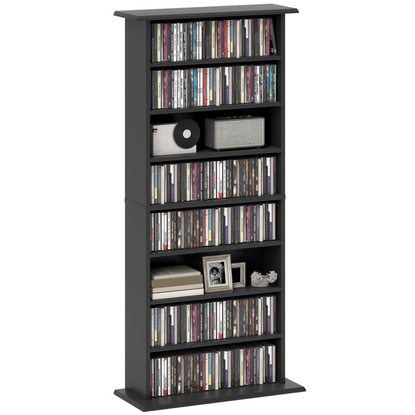Libreria Porta CD e DVD 58x24x124,5 cm con 6 Ripiani Regolabili Nero sconto