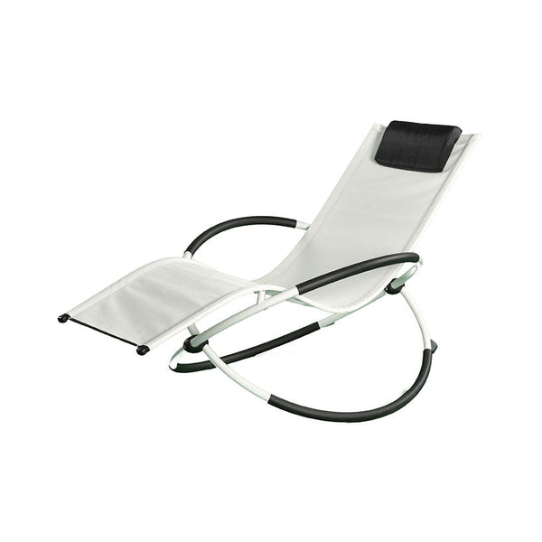 sconto Poltrona Sdraio a Dondolo da Giardino Pieghevole in Textilene con Cuscino Taddei New Rocking Bianca