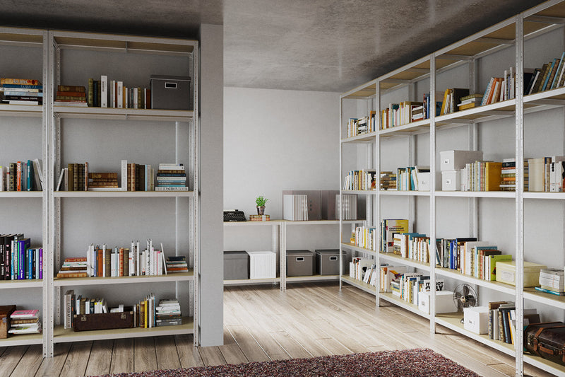 Scaffale in Metallo 5 Ripiani in Legno Truciolato 90x40x176 cm Joker Zincato