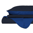 Copripiumino Singolo con Sacco e Federe in Tinta Unita Double Face Linea Vera Blu e Royal 
