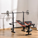 Panca Multifunzione Regolabile con Supporto per Bilanciere 175x139x127 cm in Acciaio e Plastica Rosso e Nero