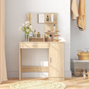Consolle Trucco 90x38x138 cm con Specchio Cassetto e Mobiletto in Truciolato Colore Acero
