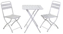 Set Tavolo e 2 Sedie Pieghevoli da Giardino in Metallo Rovigo Bianco