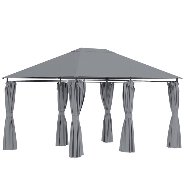 prezzo Gazebo 3x4 m con 6 Pareti Rimovibili 8 Fori di Drenaggio e 12 Picchetti in Acciaio e Poliestere Grigio e Nero