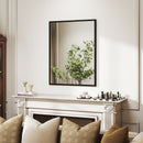 Specchio da Bagno a Parete Rettangolare 70x90 cm con Ganci in Vetro e MDF Nero      