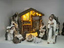 Presepe Natività 12 Pezzi 30 cm con Capanna Bianco 
