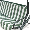 Dondolo da Giardino 3 Posti 170x110x160 cm con Tetto Parasole in Acciaio e Poliestere a Righe Verde      