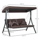 Dondolo da Giardino 3 Posti 198x118x168 cm Sedute Separate con Chaise Longue Marrone   