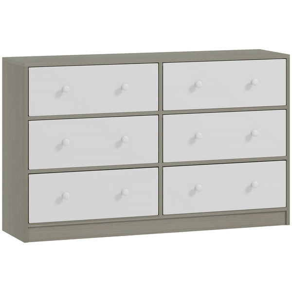 Cassettiera con 6 Cassetti in Tessuto 114x30x70 cm con Maniglie Doppie Struttura in MDF Bianco e Grigio online