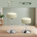 Sgabello da Bar in Pelle PU 38,5x38,5x51-66 cm con Altezza Regolabile e Seduta Girevole a 360° Bianco      
