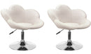 Set 2 Poltroncine da Soggiorno 69x55x69/81 cm in Schiuma Poliuretanica Fleur Cromo-Beige