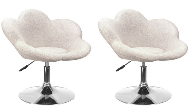 prezzo Set 2 Poltroncine da Soggiorno 69x55x69/81 cm in Schiuma Poliuretanica Fleur Cromo-Beige