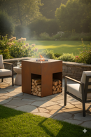 Barbecue a Legna 75x75x75 cm Giglio in Acciaio Effetto Ruggine