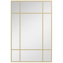 Specchio da Parete Stile Finestra 90x60 cm con Montaggio Verticale e Orizzontale in Vetro Oro      