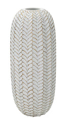 Vaso Resina Leaf Ø18,5x46 cm in Resina Oro e Bianco      