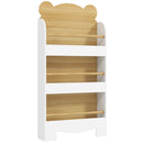 Libreria per Bambini a Forma di Orsetto 55x15x110 cm con 3 Ripiani e Barriere Frontali in MDF e Legno di Pino Color Legno      