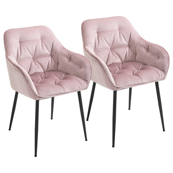 Set 2 Sedie Imbottite 59,5x55,5x83,5 cm in Velluto Rosa online