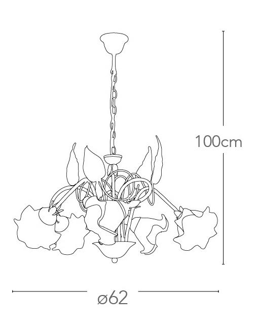 Lampadario Sospeso Decoro a Mano Metallo Vetro Classico Interno E14