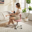 Sedia da Scrivania a Orecchie di Coniglio 53x53x70-84 cm Rivestimento in Pile Teddy Rosa    