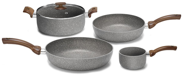 acquista Batteria di Pentole 5 Pezzi in Alluminio Antiaderente Olympia Woody