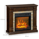 Camino Elettrico da Terra 80x21,6x67,8 cm con Timer Effetto Fiamma e Temperatura Regolabile in Legno e Metallo Marrone      