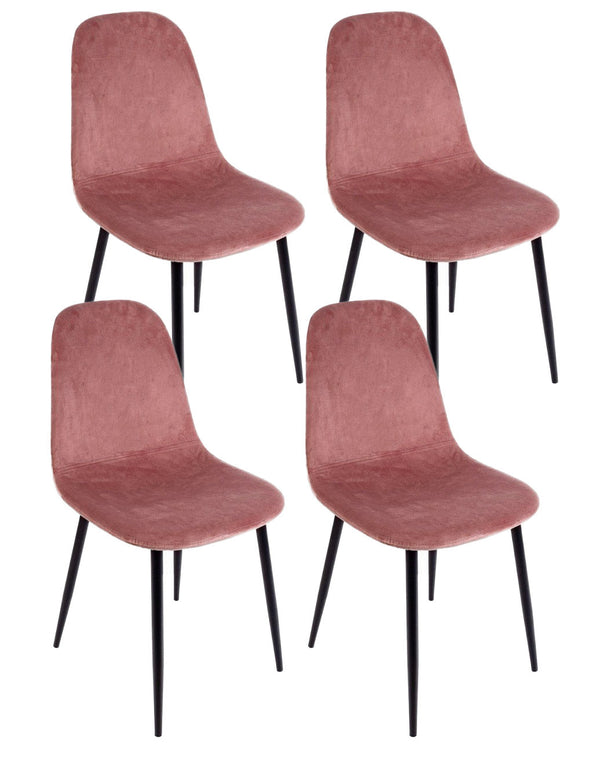 Set 4 Sedie 52,5x42,5x90 cm Irelia in Velluto Rosa sconto