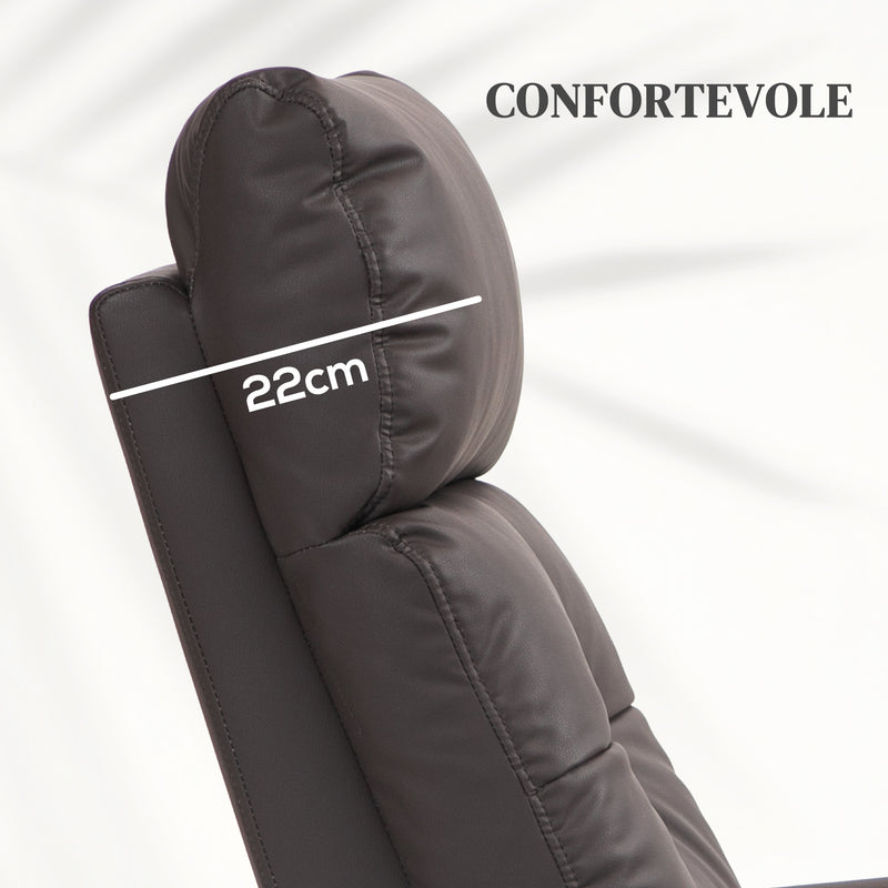 Poltrona Alzapersona Reclinabile 1 Motore con 8 Punti Massaggio 67x89x102 cm Riscaldamento e 2 Telecomandi Marrone