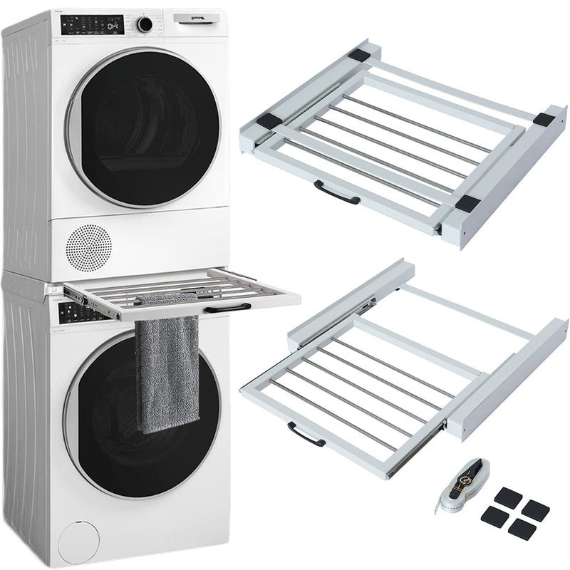 Kit di Congiunzione Supporto per Lavatrici e Asciugatrici con Ripiano Stendino Estraibile