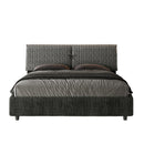 Letto Matrimoniale con Testata e Alzata Comoda Imbottito in Tessuto Aragona Mados Blu Varie Misure