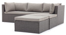 Set Salotto da Giardino Divano con Chaise Loungue e Pouf in Polyrattan Grigio