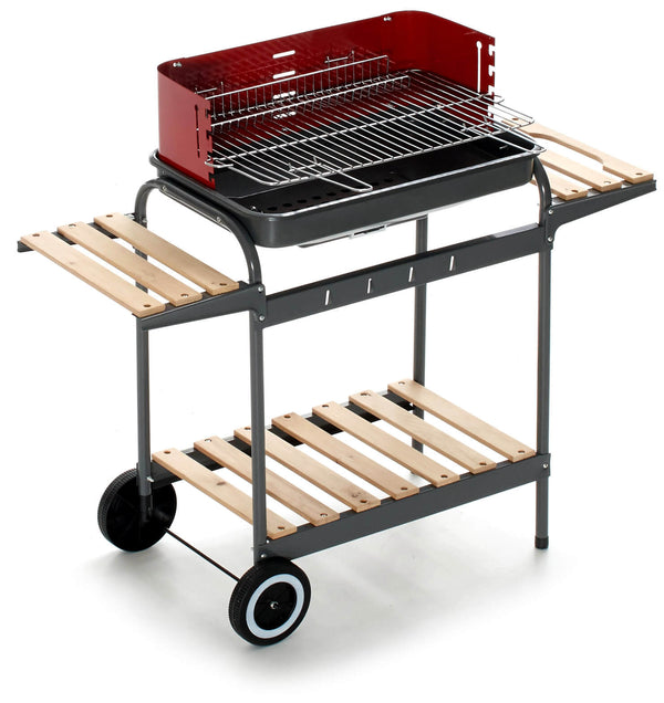 Barbecue a Carbone Carbonella 102x38x88,5 cm in Acciaio Nero e Rosso acquista