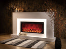Camino Elettrico da Pavimento 90x160x27 cm Effetto Fiamma 1500W Pascal & Tasmania Bianco