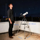 Telescopio Astronomico 80mm con Montatura AZ, 2 Lenti Oculari e Adattatore Smartphone, 92x92x130 cm, Bianco e Nero