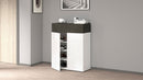 Scarpiera 2 Ante e 1 Ripiano a Ribalta 76x35x100 cm Savona 2A 1R Bianco Opaco/Grigio Ardesia  