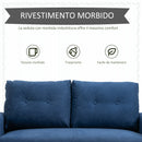 Divano 2 Posti 145x76x88 cm in Tessuto Trapuntato Blu