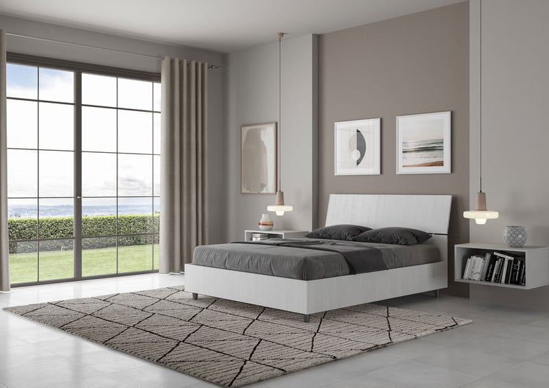 Letto Matrimoniale Francese Testata Inclinata Demas Bianco Frassino Varie Misure