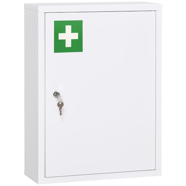 sconto Armadietto Medicinali a 3 Ripiani 40x15x53,5 cm con Serratura e 2 Chiavi in Acciaio Bianco