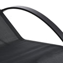 Set 2 Lettini Prendisole e Tavolino con Ripiano 59x169x66 cm in Tessuto Traspirante e Metallo Nero