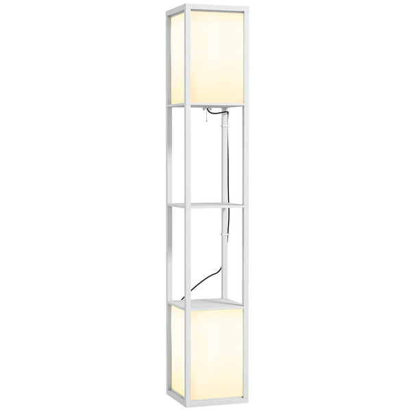 Lampada da Terra con 2 Paralumi E27 40W e 2 Ripiani 26x26x156 cm Bianco online