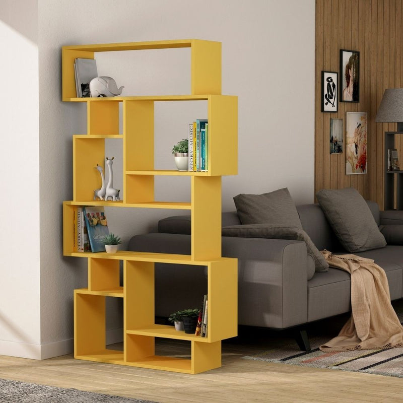 Libreria orizzontale bifacciale 96x25,5x168,5 cm mostarda